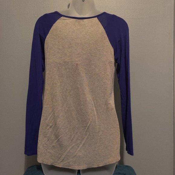 Cream and Blue Baseball T-Shirt - Picture 2 of 4